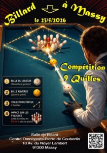 billard 9 quilles affiche 2026 moyenne