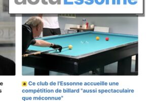 Actu Essonne parle de l&rsquo;ES Massy Billard