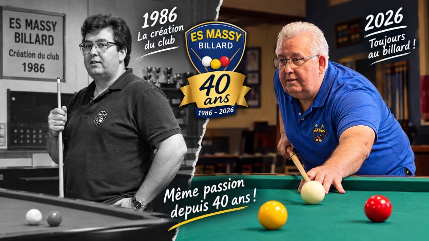 You are currently viewing 1986 – 2026: L&rsquo;histoire du club Massy Billard